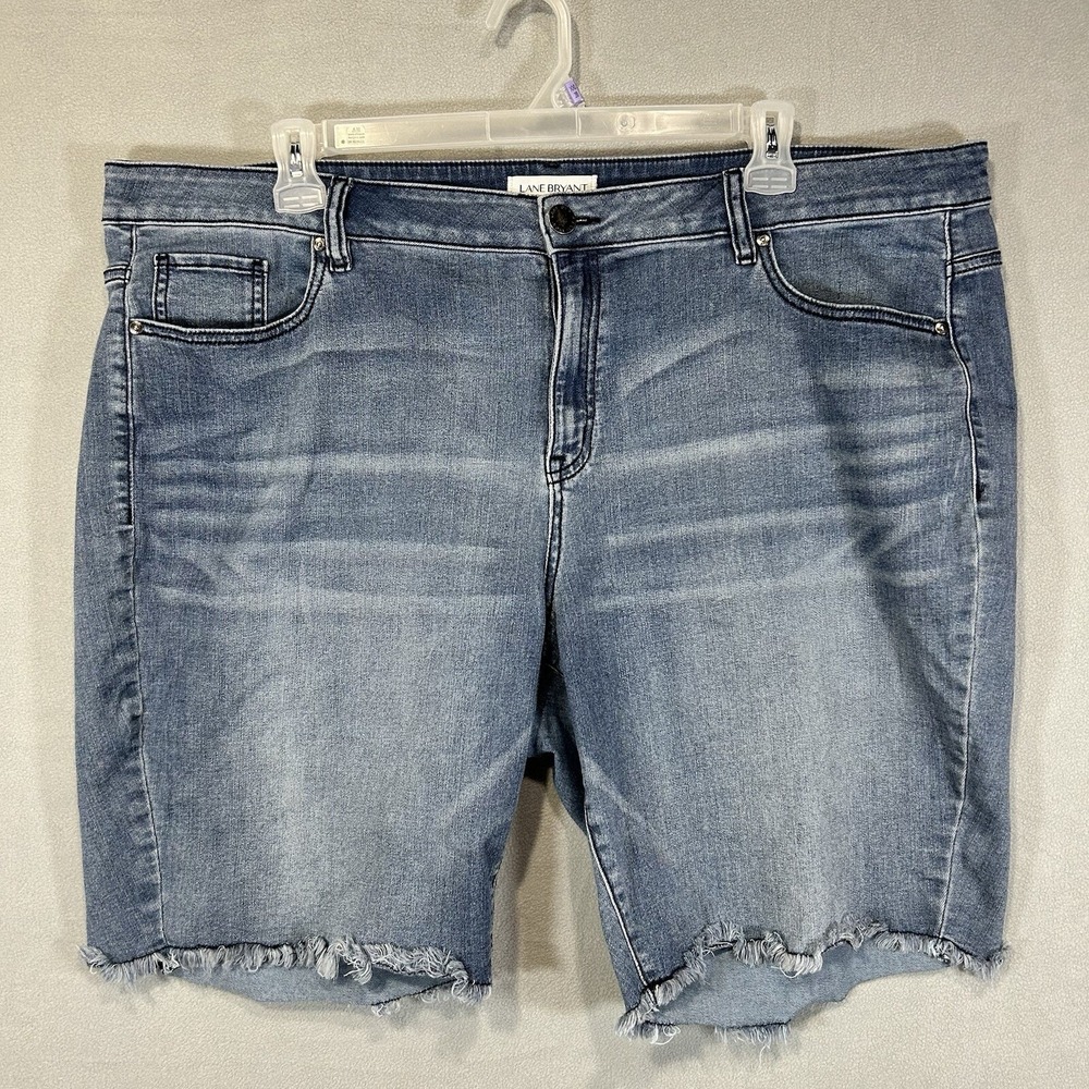 Lane Bryant Womens‎ Size 26 Cut off Blue Denim Shorts Raw hem Festival Cowgirl